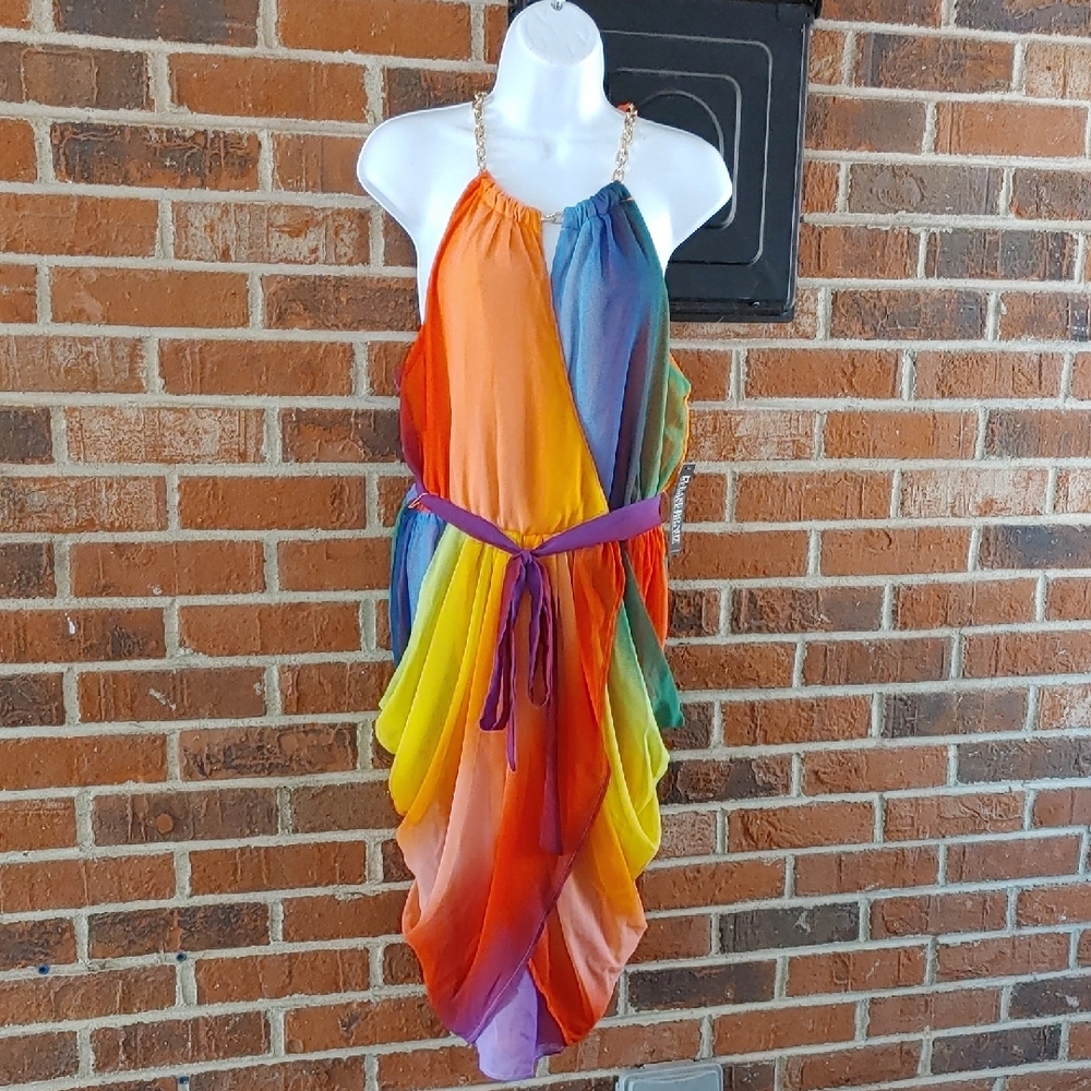 New York & Company Rainbow Drape Dress Size M (1238)